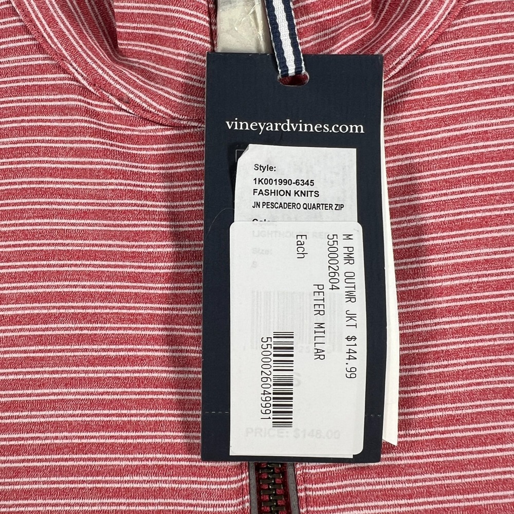 Vineyard‎ Vines Jim Nantz Pullover Sweatshirt Mens Small Red Striped 1/4 Zip New - Picture 9 of 14